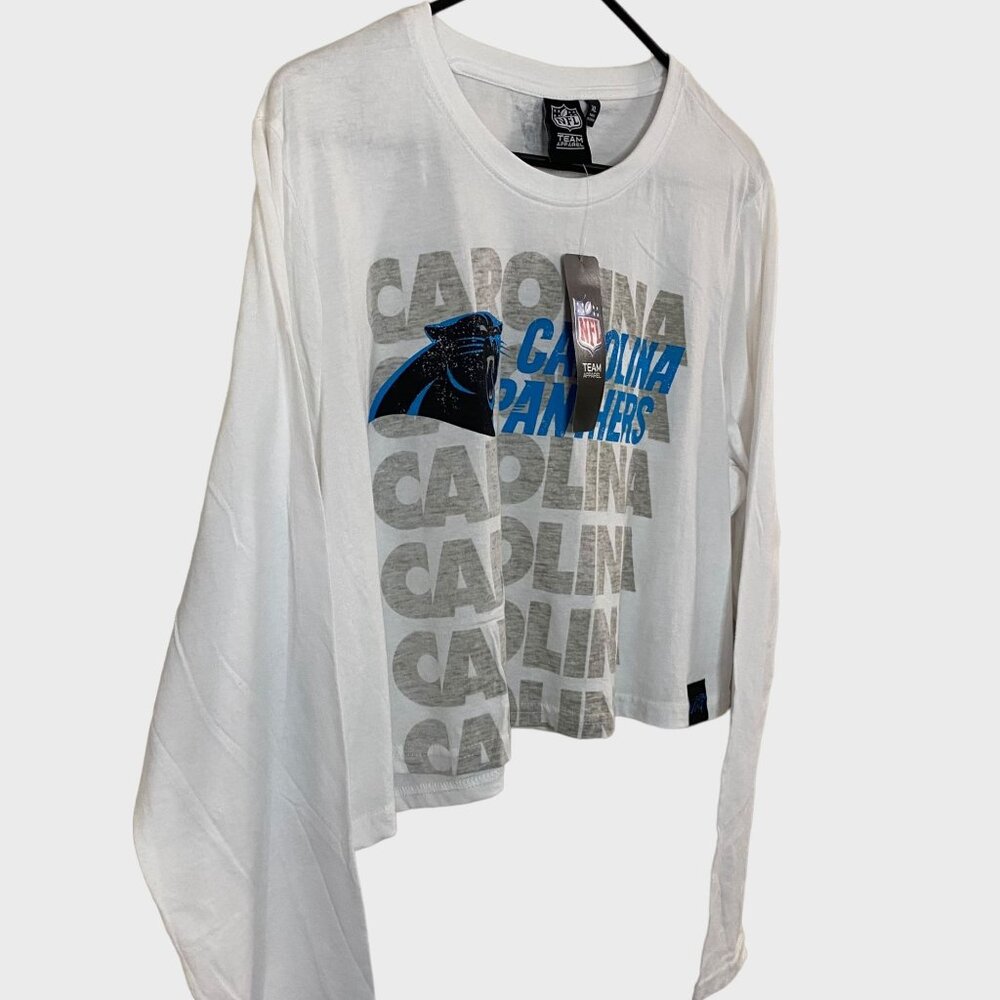 NFL Carolina Panthers Cropped Long-Sleeve Shirt Women's XL Football Crop Top New - Picture 3 of 15